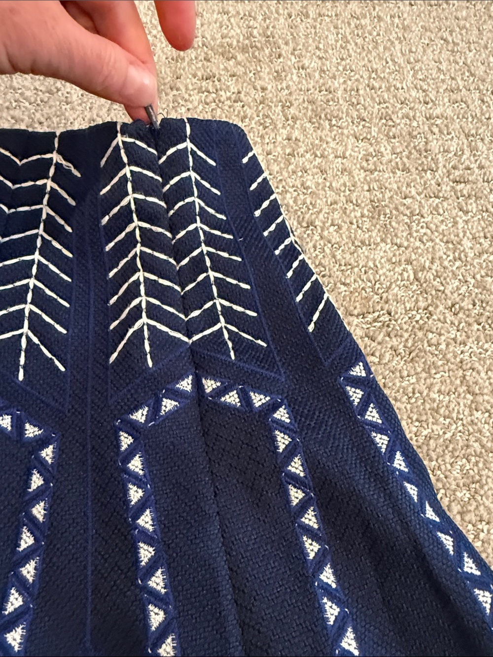 Alya Navy A-Line Skirt with White Embroidery - Picture 7 of 8